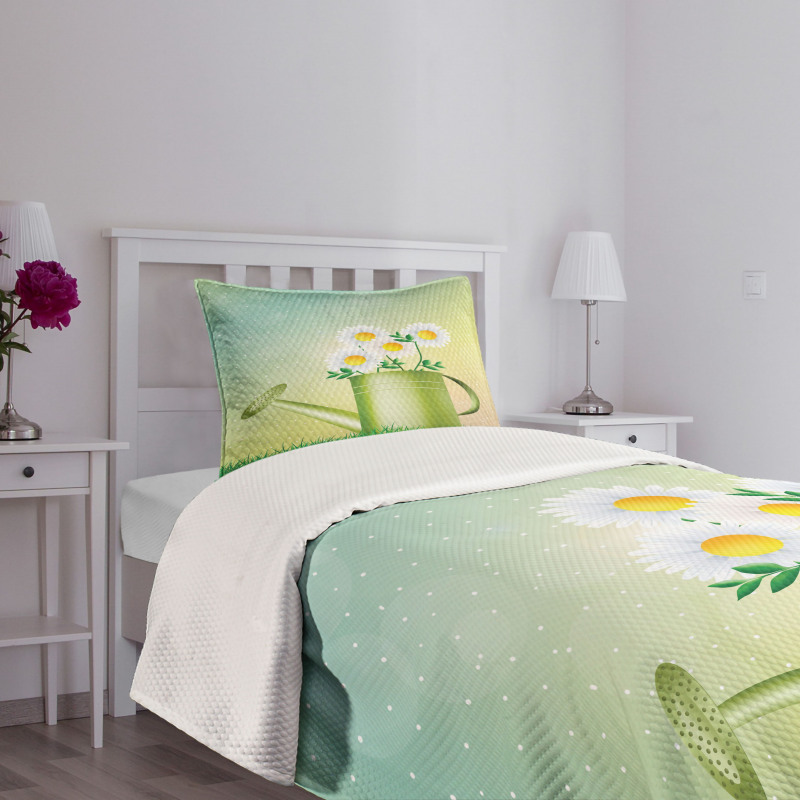 Watering Can Flowerpot Bedspread Set