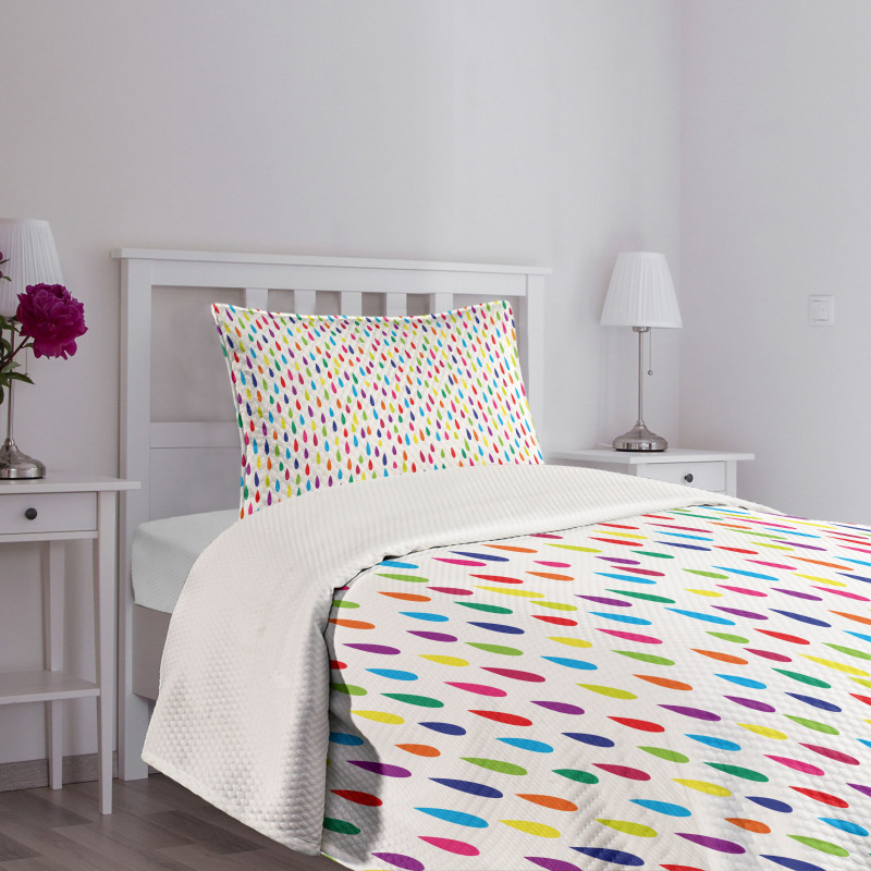 Rainbow Colors of Raindrop Bedspread Set