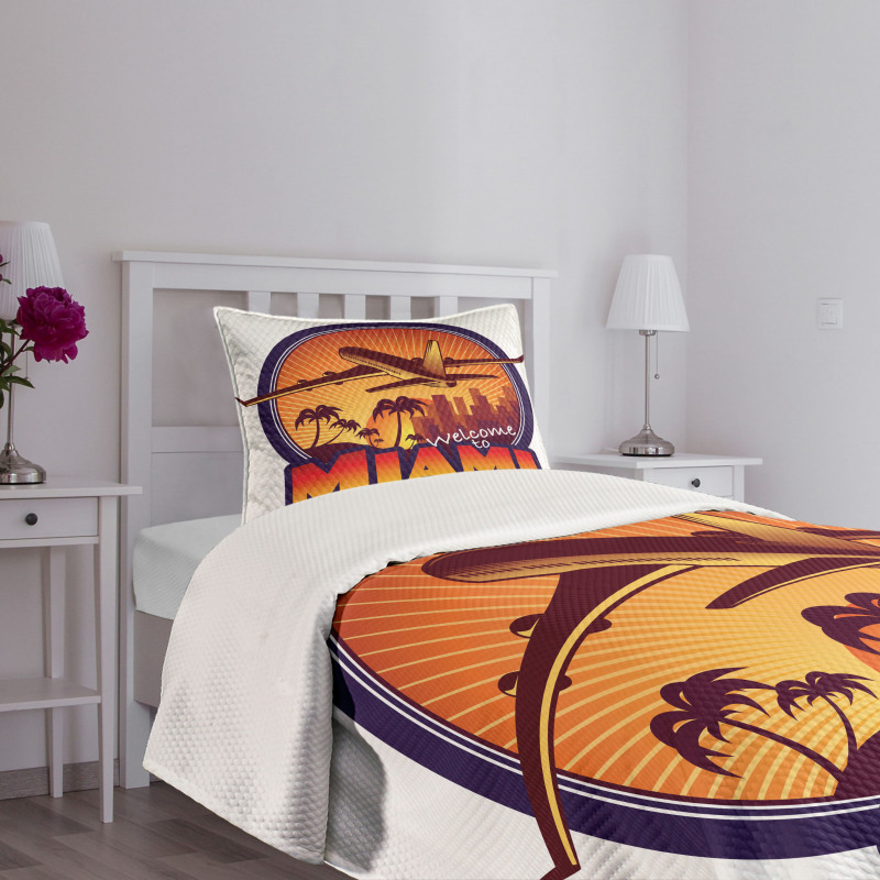 Welcome Miami Graphic Bedspread Set