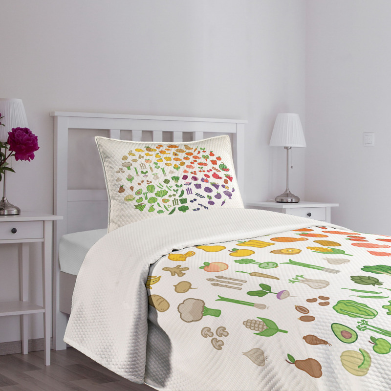 Colorful Food Circle Bedspread Set