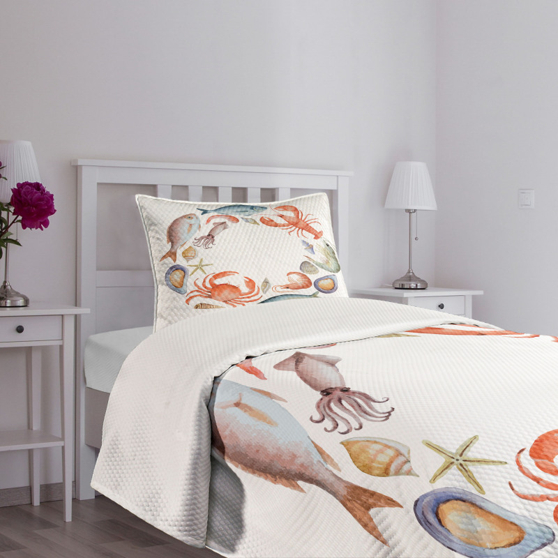 Aquarelle Tasty Seafood Bedspread Set