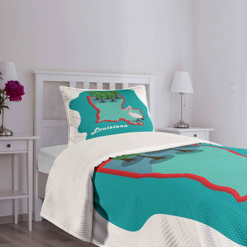 State Map with Bird Bedspread Set