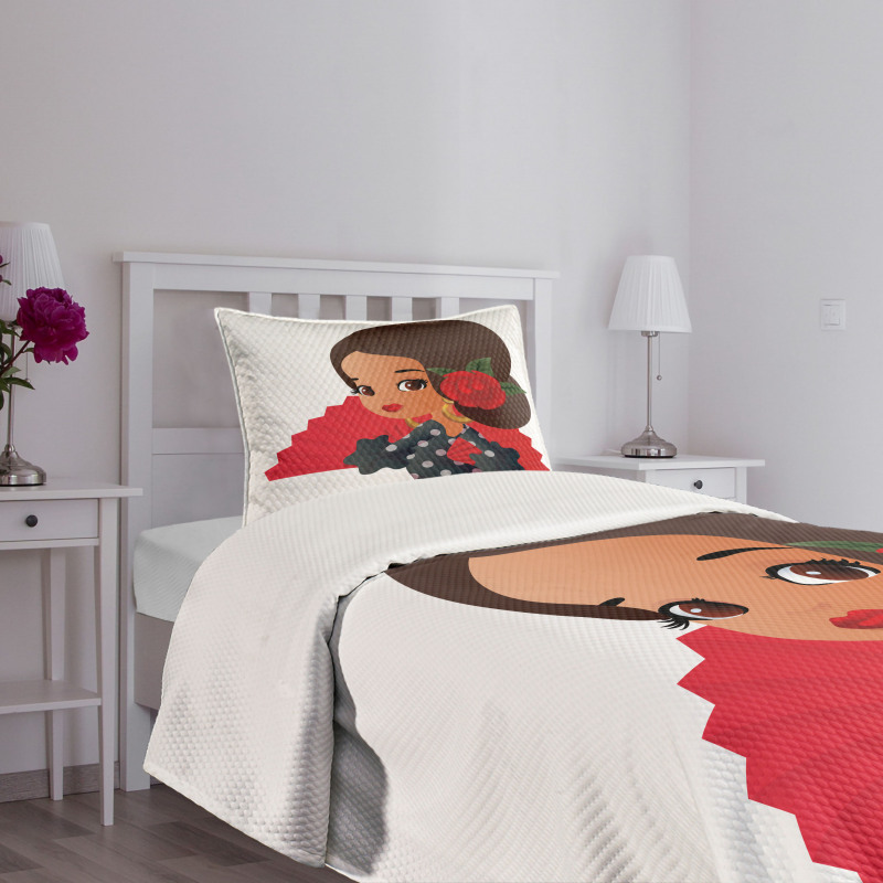 Chibi Flamenco Costume Bedspread Set