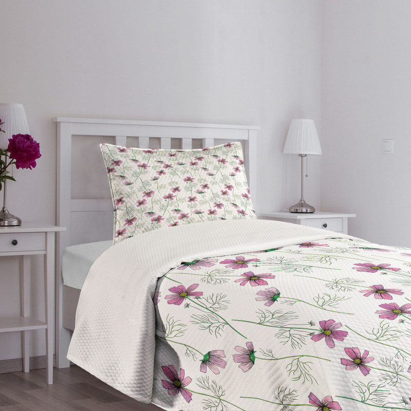 Cosmos Flowers in Pink Bedspread Set