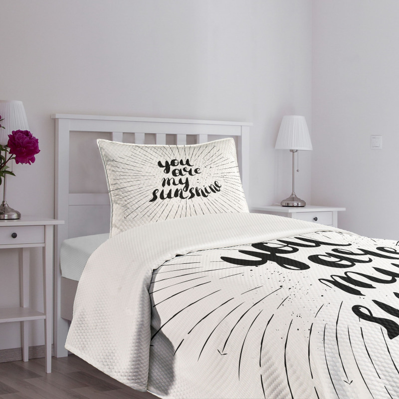 Monochrome Love Slogan Bedspread Set