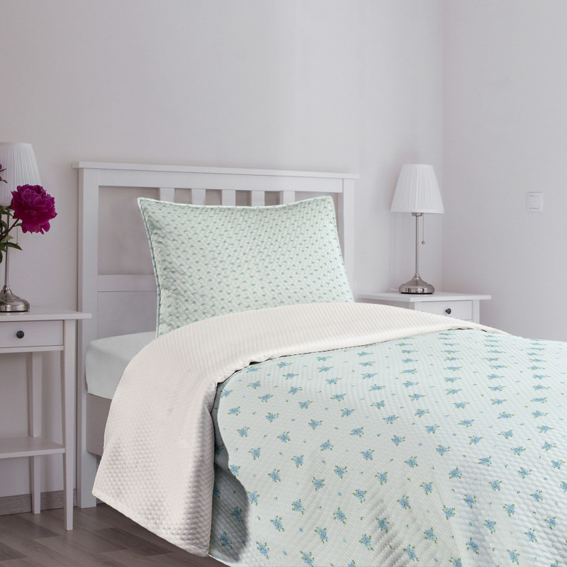 Forget Me Not Flowers Retro Bedspread Set