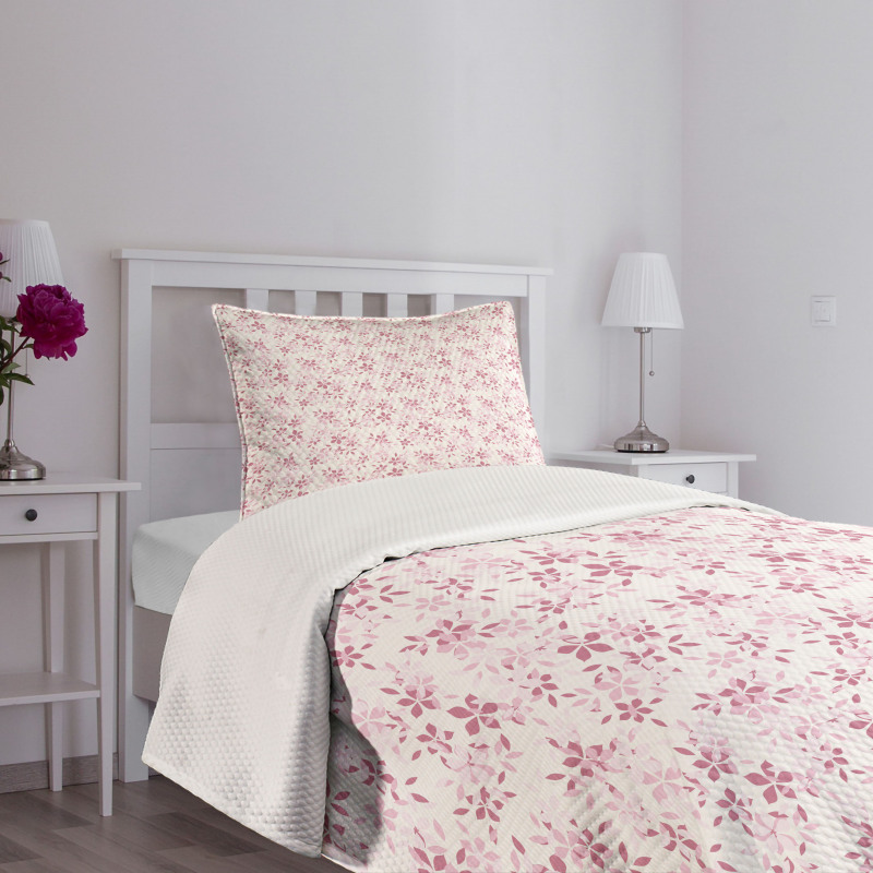 Pink Toned Flower Petals Bedspread Set