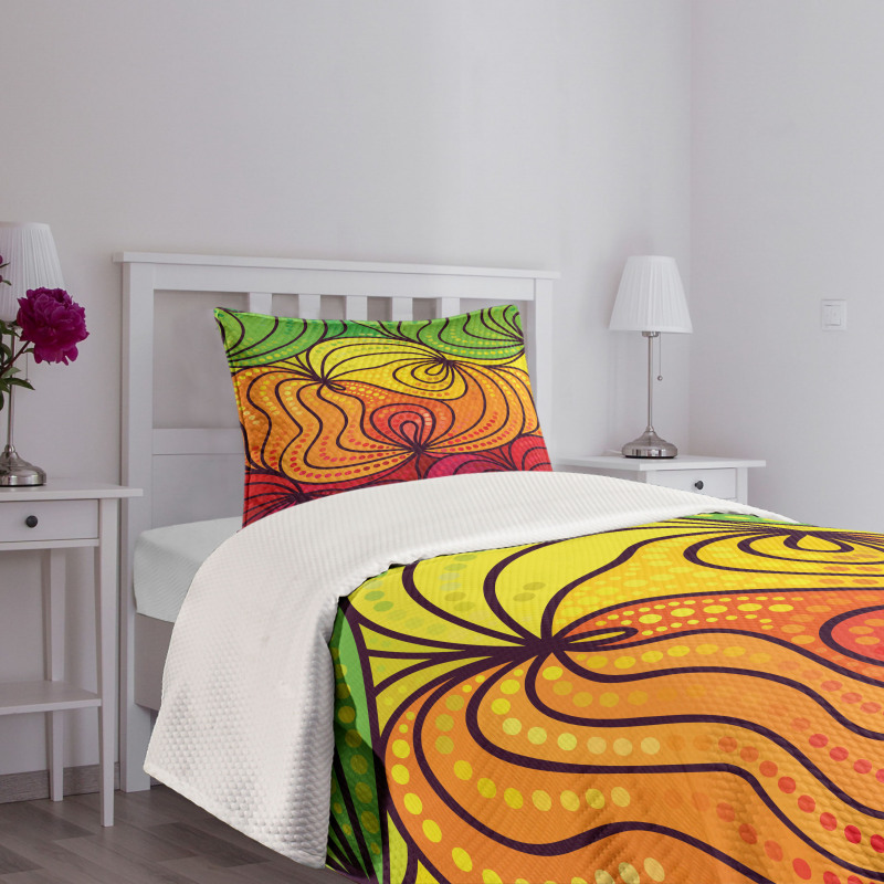 Colorful Tangled Lines Bedspread Set