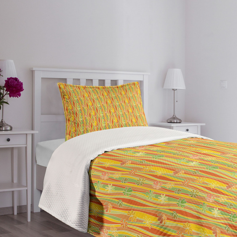 Colorful Skew Vertical Waves Bedspread Set