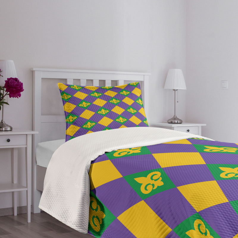 Mardi Gras Themed Bedspread Set