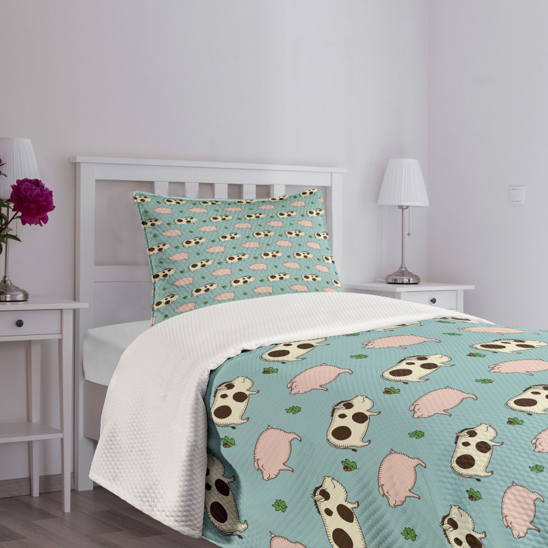 Doodle Pig Boar Oak Twig Bedspread Set