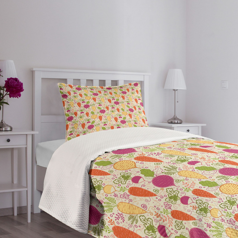 Doodle Root Vegetable Bedspread Set