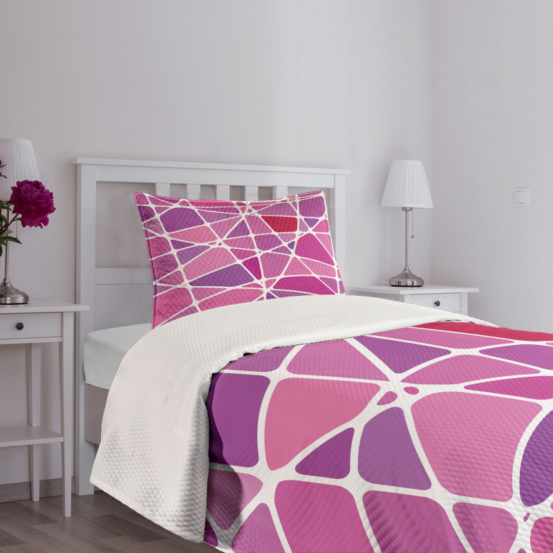 Uneven Color Blocks Bedspread Set