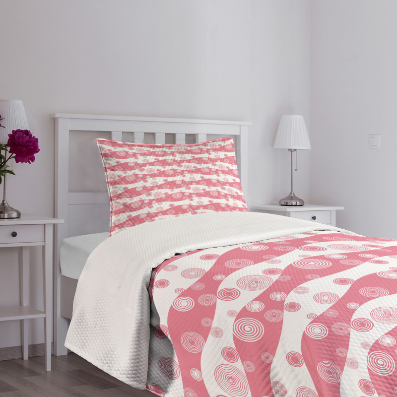 Monochrome Swirls Stripes Bedspread Set