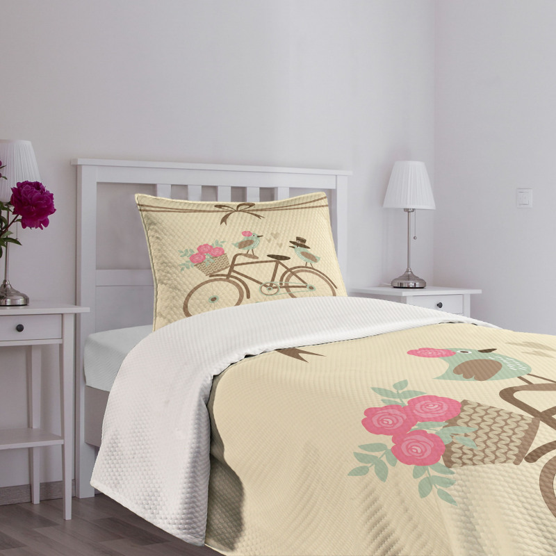 Romantic Bird Couple Bedspread Set