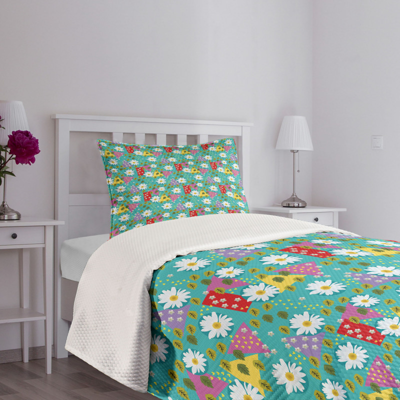 Blossoming Daisies Leaves Bedspread Set