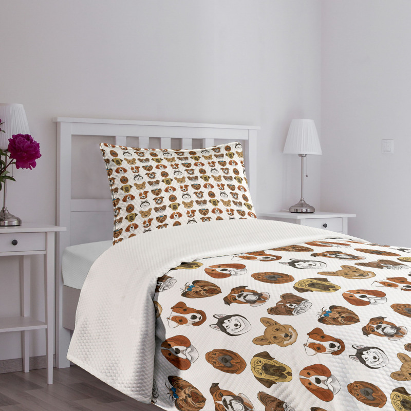 Comical Dog Caricature Design Bedspread Set