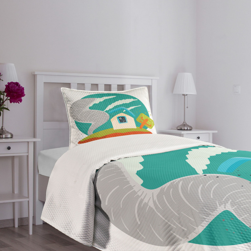 Cartoon Style Whirlwinds Bedspread Set