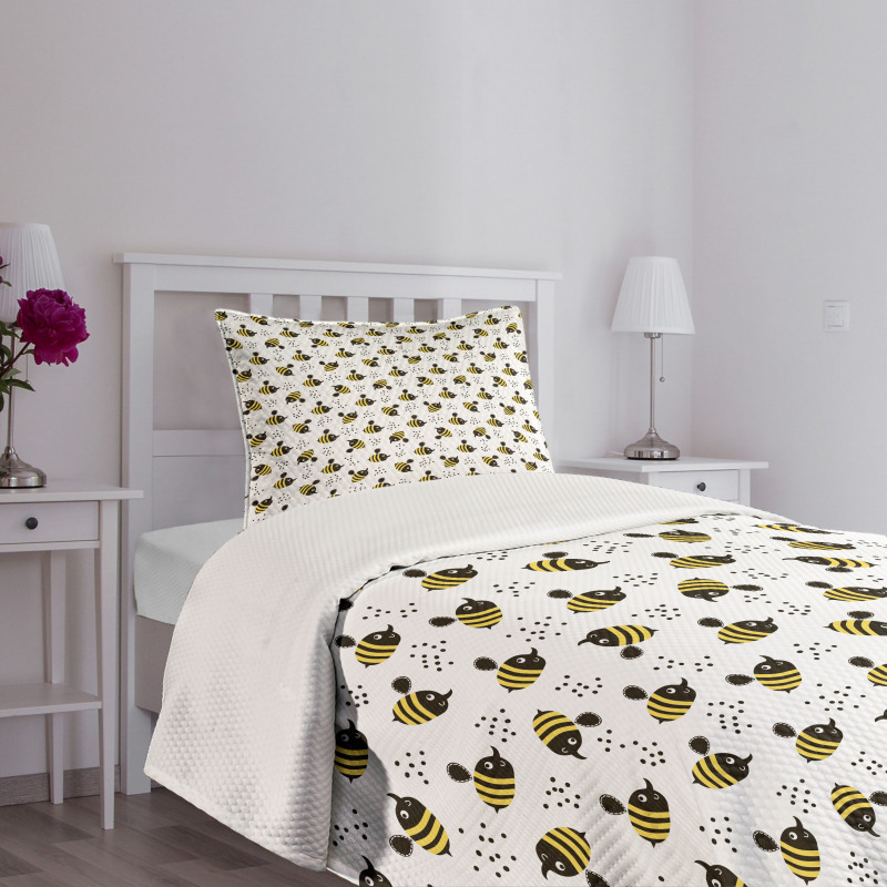 Honey Bees Childish Cartoon Bedspread Set