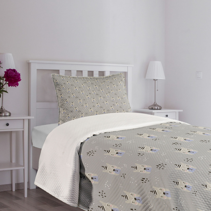 Bear Faces with Glasses Bedspread Set