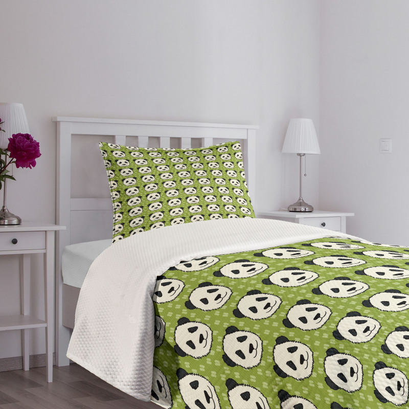 Funny Bear Furry Animal Heads Bedspread Set