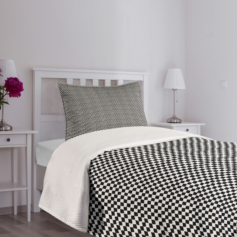 Checkered Abstract Style Bedspread Set