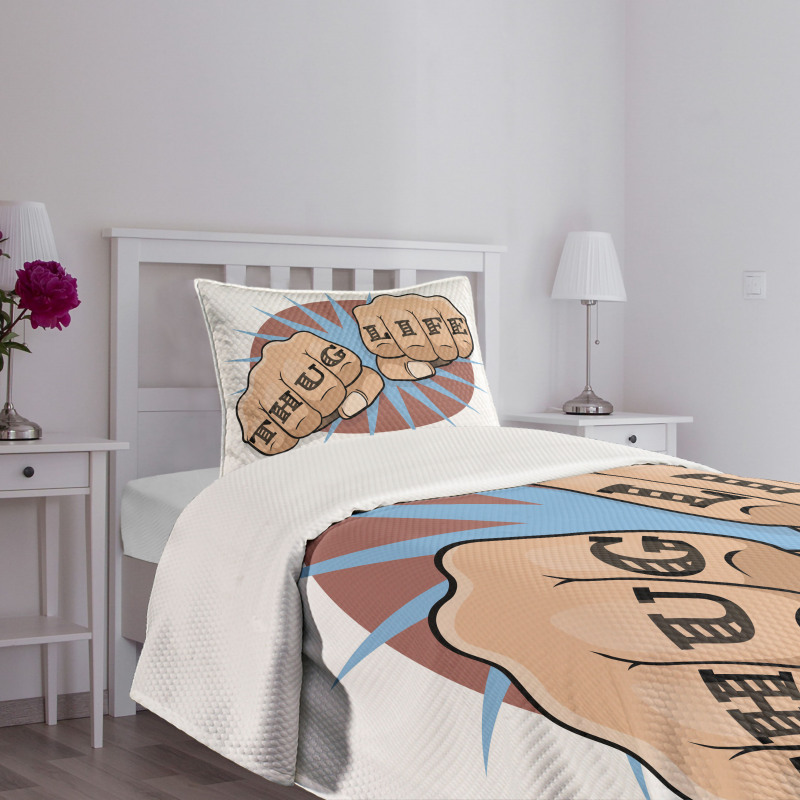 Punching Fists Comic Book Bedspread Set