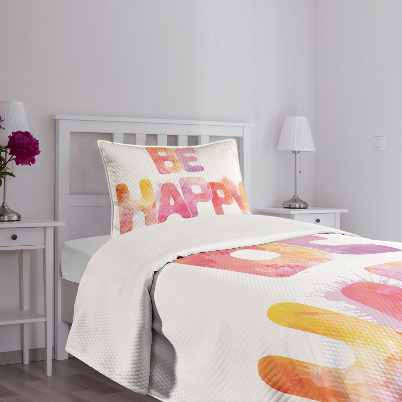 Watercolor Inscription Art Bedspread Set