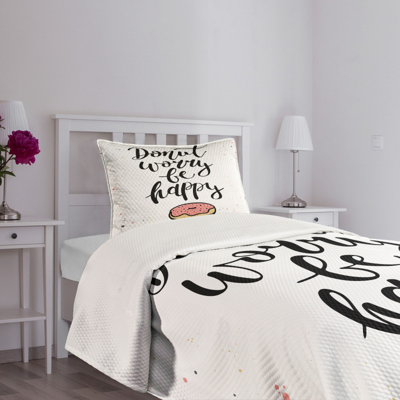 Donut Worry Words Stains Bedspread Set