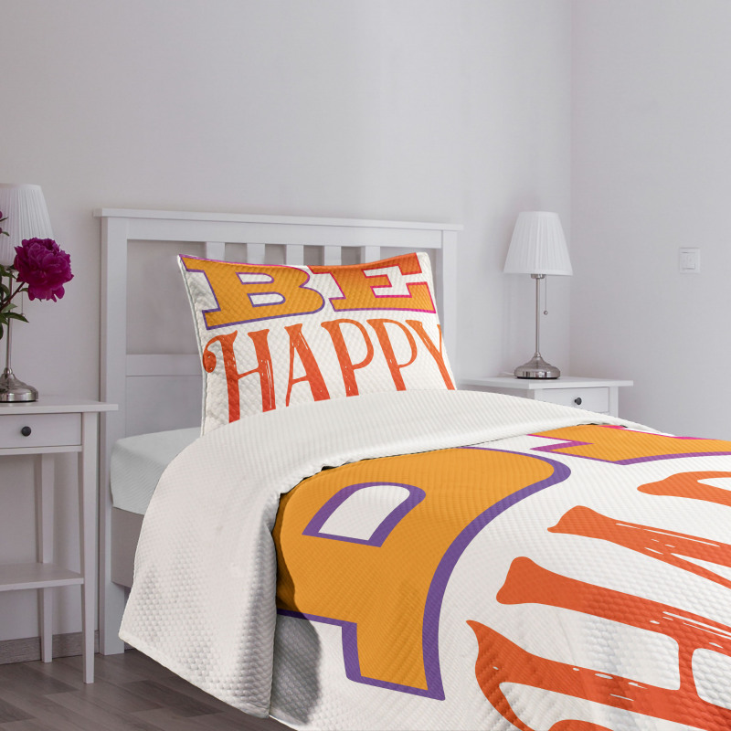 Sketchy Style Text Words Bedspread Set