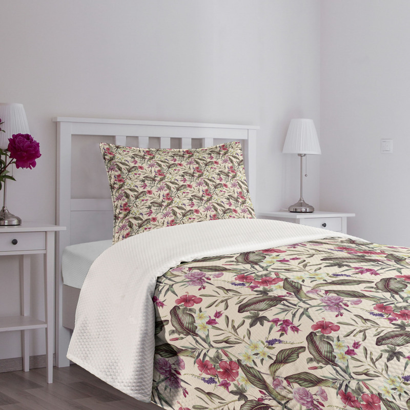 Exotic Aloha Hibiscus Bedspread Set