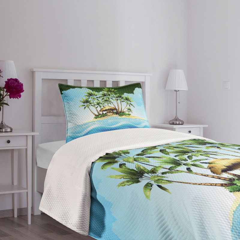 Tropic Lands Coconut Palms Bedspread Set
