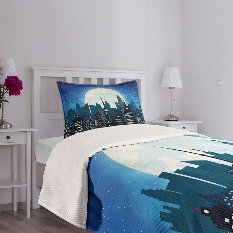 Modern Capital Moon Night Bedspread Set