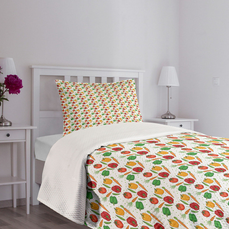 Pepper and Tomatoes Peas Bedspread Set