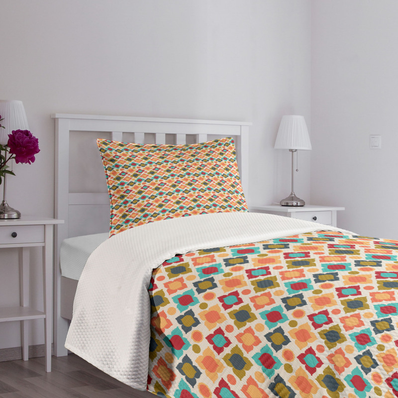 Colorful Floral Motifs Boho Bedspread Set