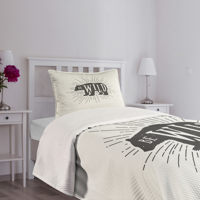 Woodland Bear Be Wild Phrase Bedspread Set