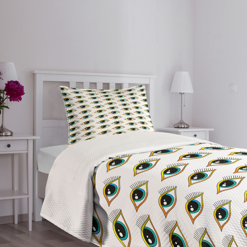 Pictogram Style Pattern Bedspread Set