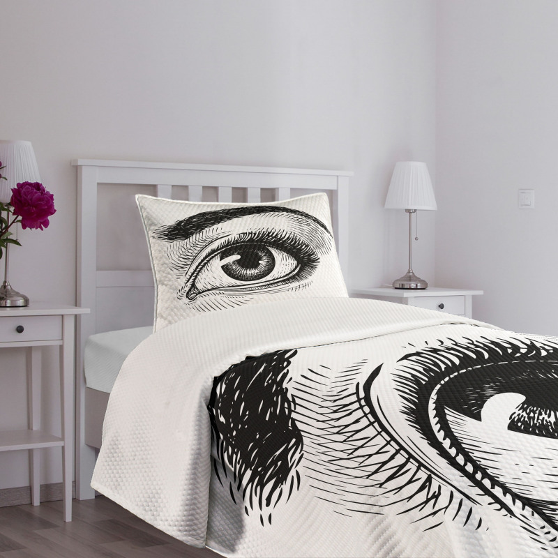 Female Eye Makeup Bedspread Set