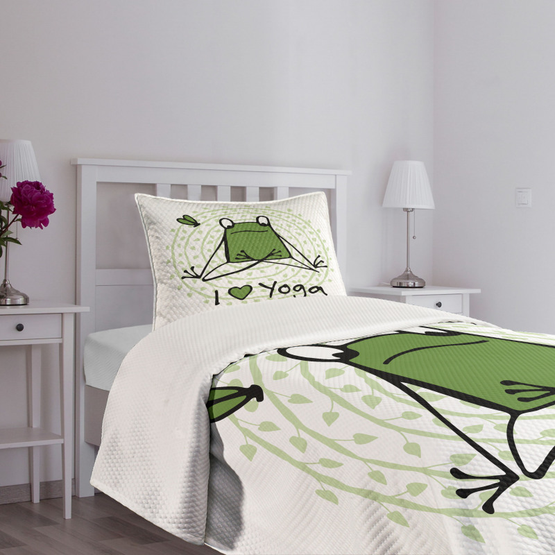 I Love Yoga Words Bedspread Set