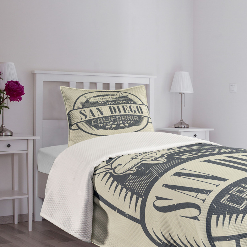 Stamp Airplane Welcome Bedspread Set