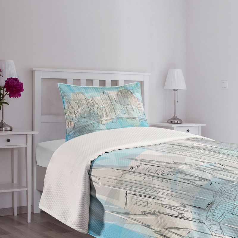 Abstract City Silhouette Bedspread Set