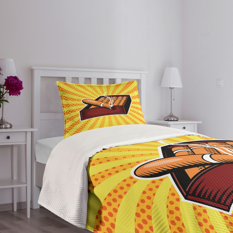 Cigar Box in Pop Art Style Bedspread Set