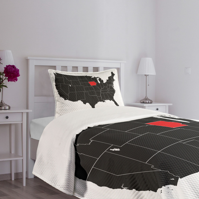 North America Map Design Bedspread Set