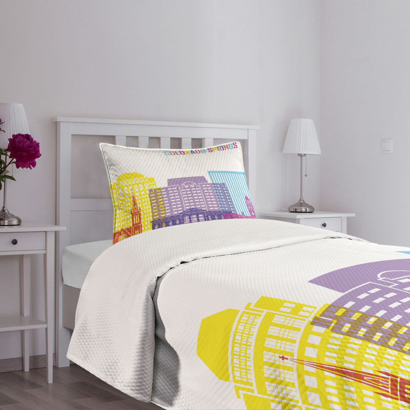 Colorful Urban City Sky Bedspread Set