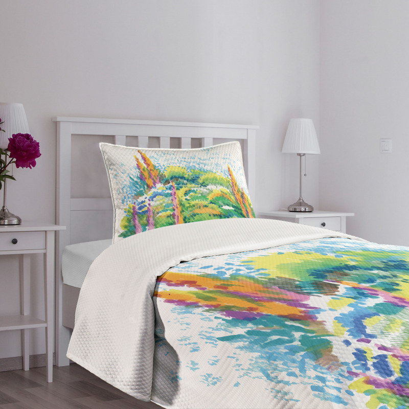 Floral Nature Meadow Trees Bedspread Set