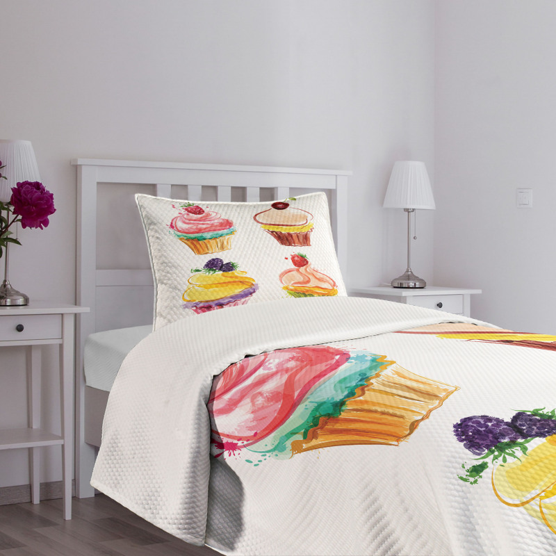 Pastel Watercolor Bakery Bedspread Set