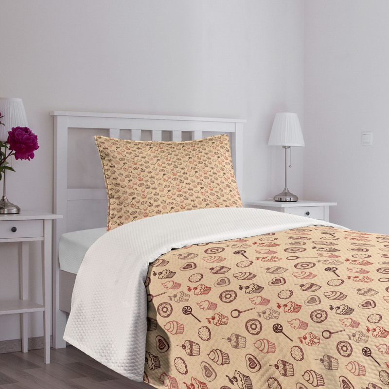 Pastry Donuts and Muffins Bedspread Set