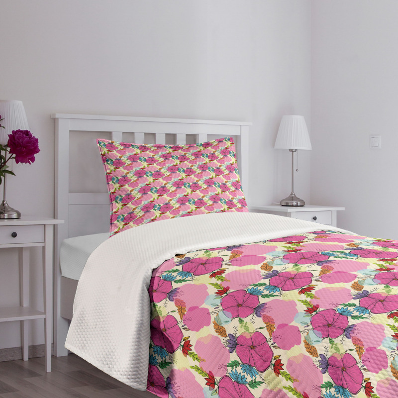 Colorful Leaves Splashes Bedspread Set