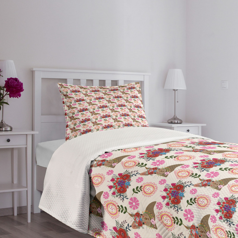 Bunny with Floral Headdress Bedspread Set