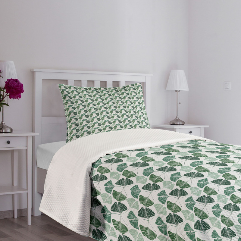 Biloba Tree Leaves Foliage Bedspread Set